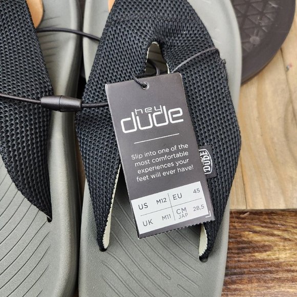 Hey Dude Milo Flip Flops Mens Size 10 Sandals Black Comfort Slide Shoe Thong NEW - Picture 7 of 7